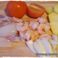 Tôm mực xào chua ngọt - Sweet and Sour Squids and Prawns